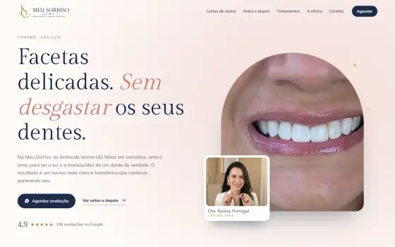 Site Meu Sorriso Clinic, odontologia estética