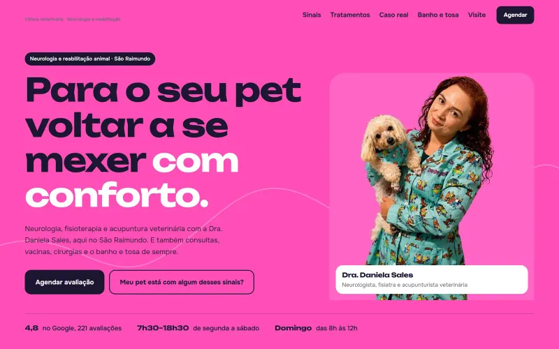 Página inicial do site Clínica Veterinária Scooby-Doo, neurologia e reabilitação animal